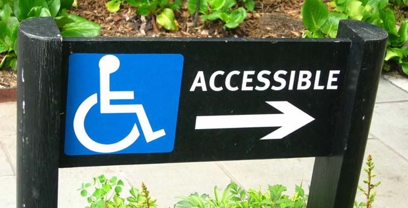 accessible ramp sign as part of disability management practice