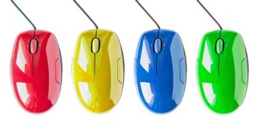 coloured desktop mice respresenting multiple disability management issues