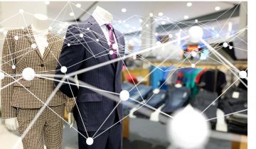 retail mannequin with network graphic overlay