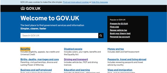 gov.uk website example of how making the focus clear helps make a website more accessible