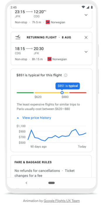 Mobile screen shot of goggle flights