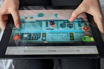 A close-up of a Danger Mouse game being played on a tablet